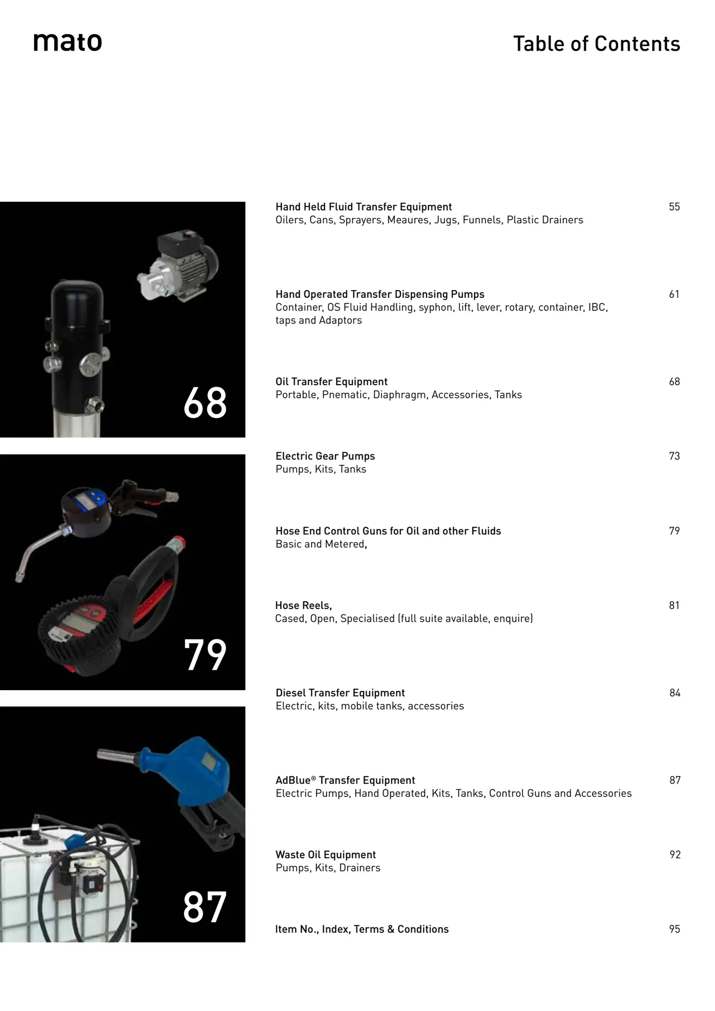 Catalogue page 5: Table of Contents