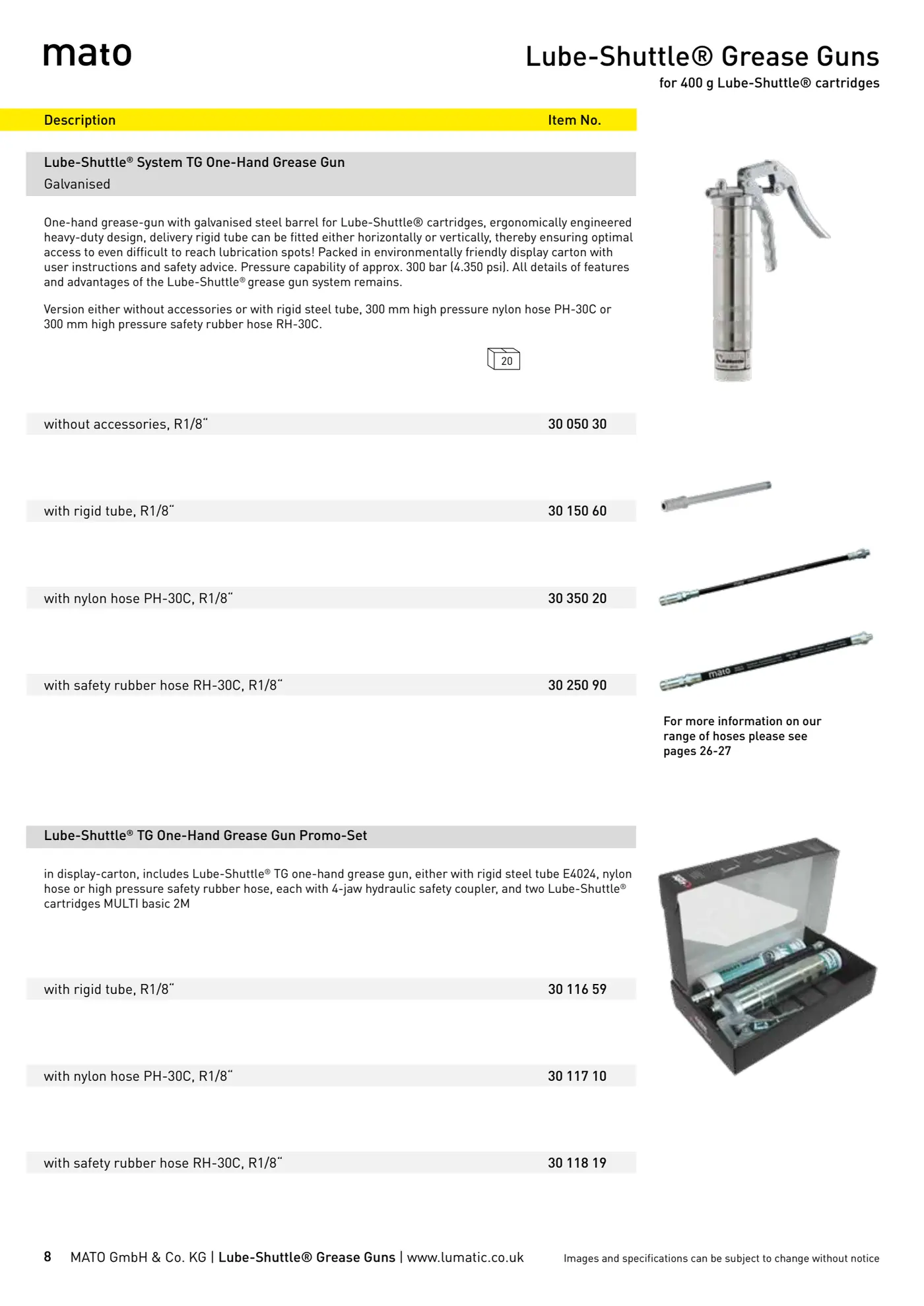 Catalogue page 8: Lube-Shuttle® Grease Guns