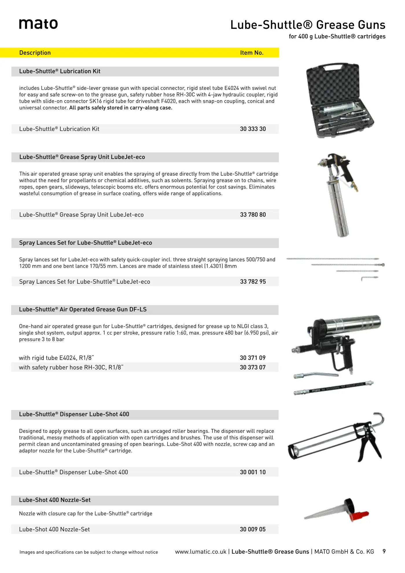 Catalogue page 9: Lube-Shuttle® Grease Guns