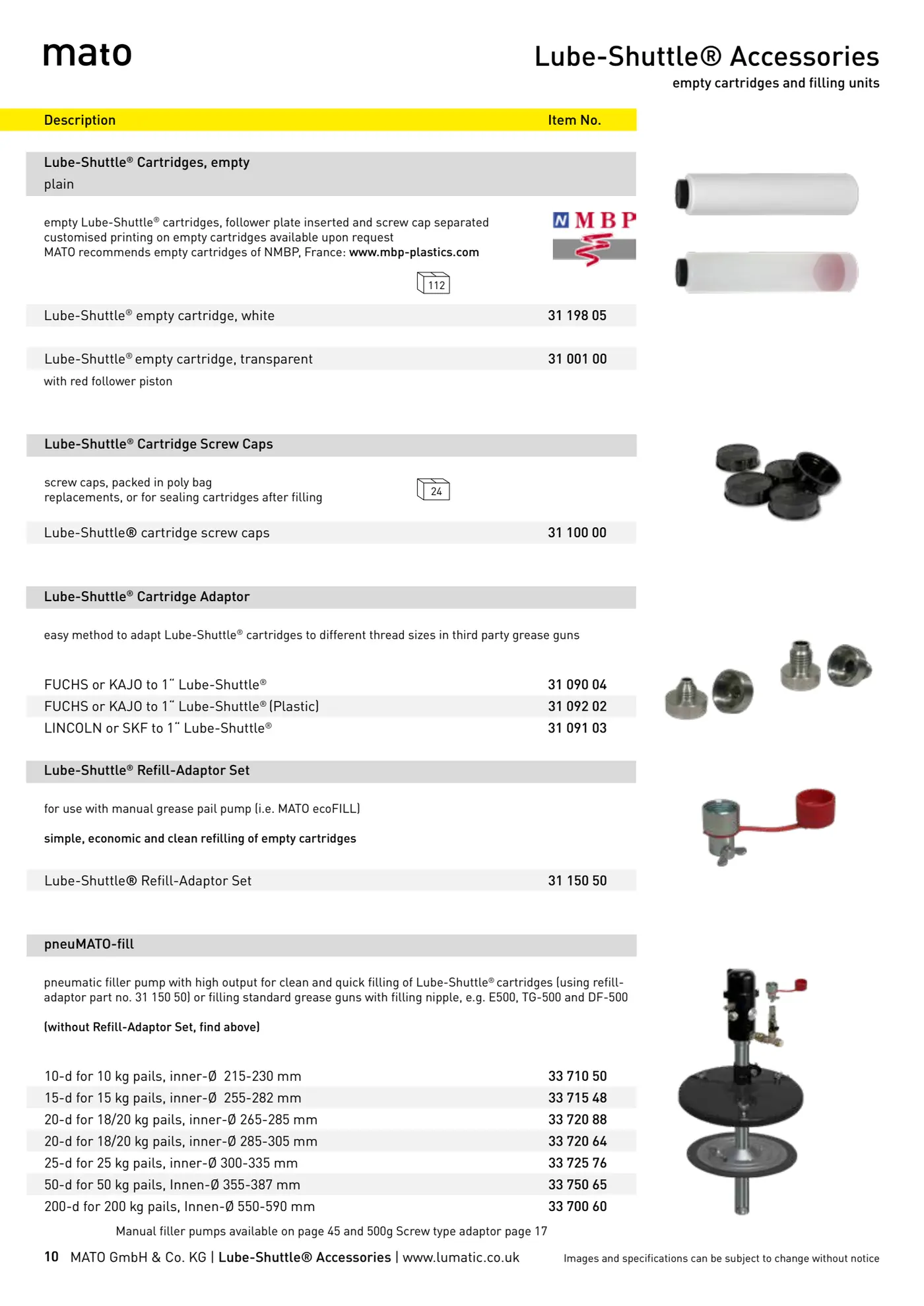 Catalogue page 10: Lube-Shuttle® Accessories