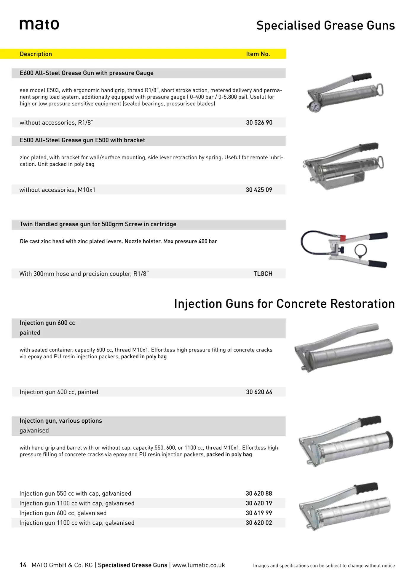 Catalogue page 14: Specialised Grease Guns