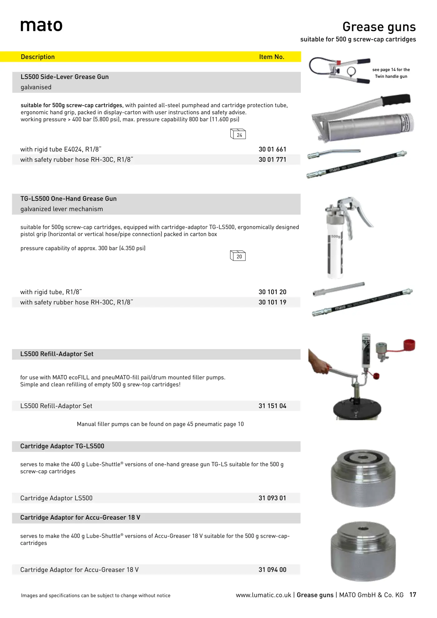 Catalogue page 17: Grease guns