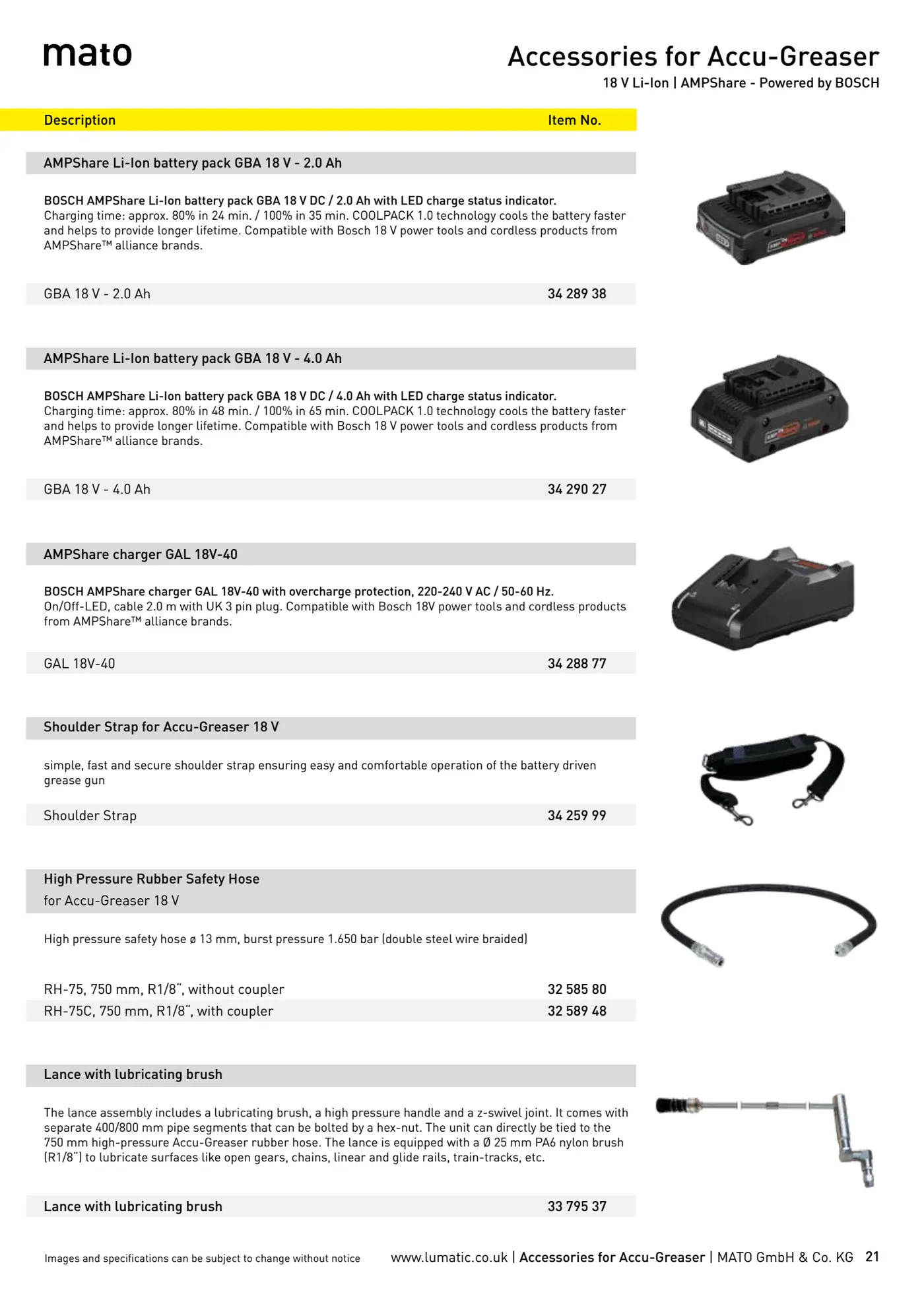 Catalogue page 21: Accessories for Accu-Greaser