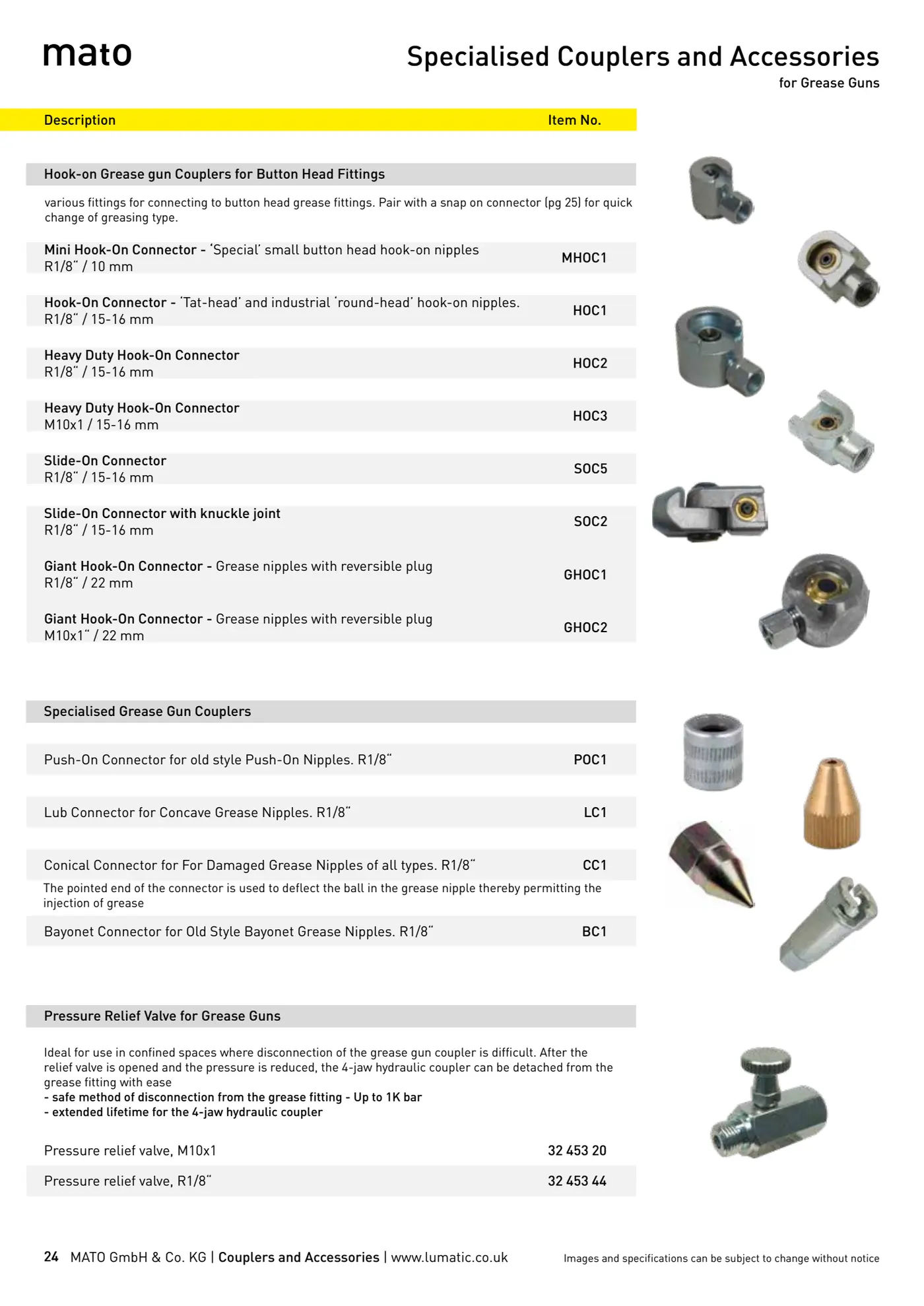 Catalogue page 24: Specialised Couplers and Accessories