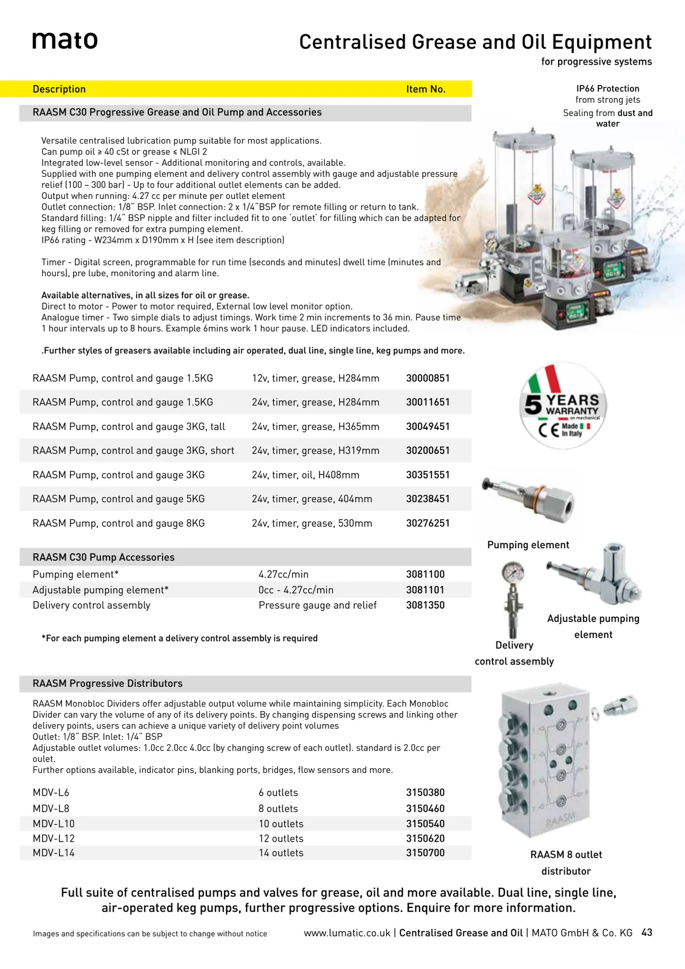 Catalogue page 43: Centralised Grease and Oil Equipment