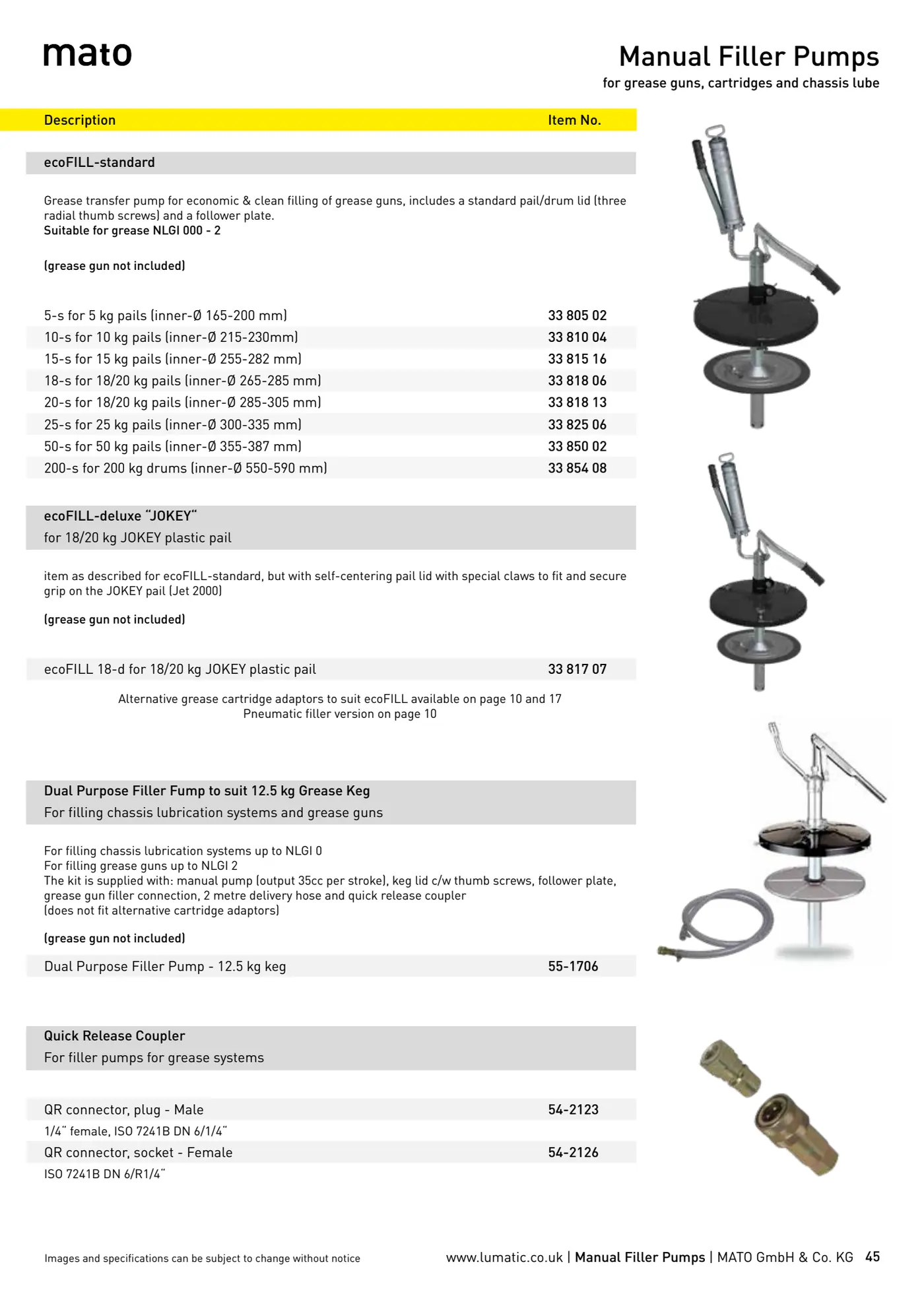 Catalogue page 45: Manual Filler Pumps