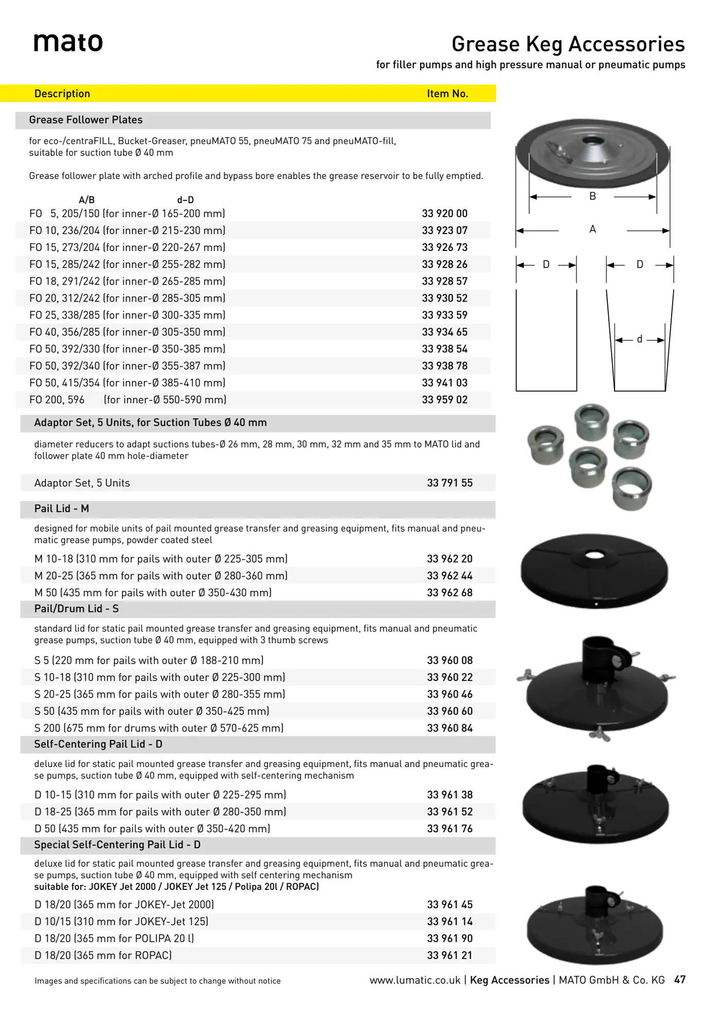 Catalogue page 47: Grease Keg Accessories