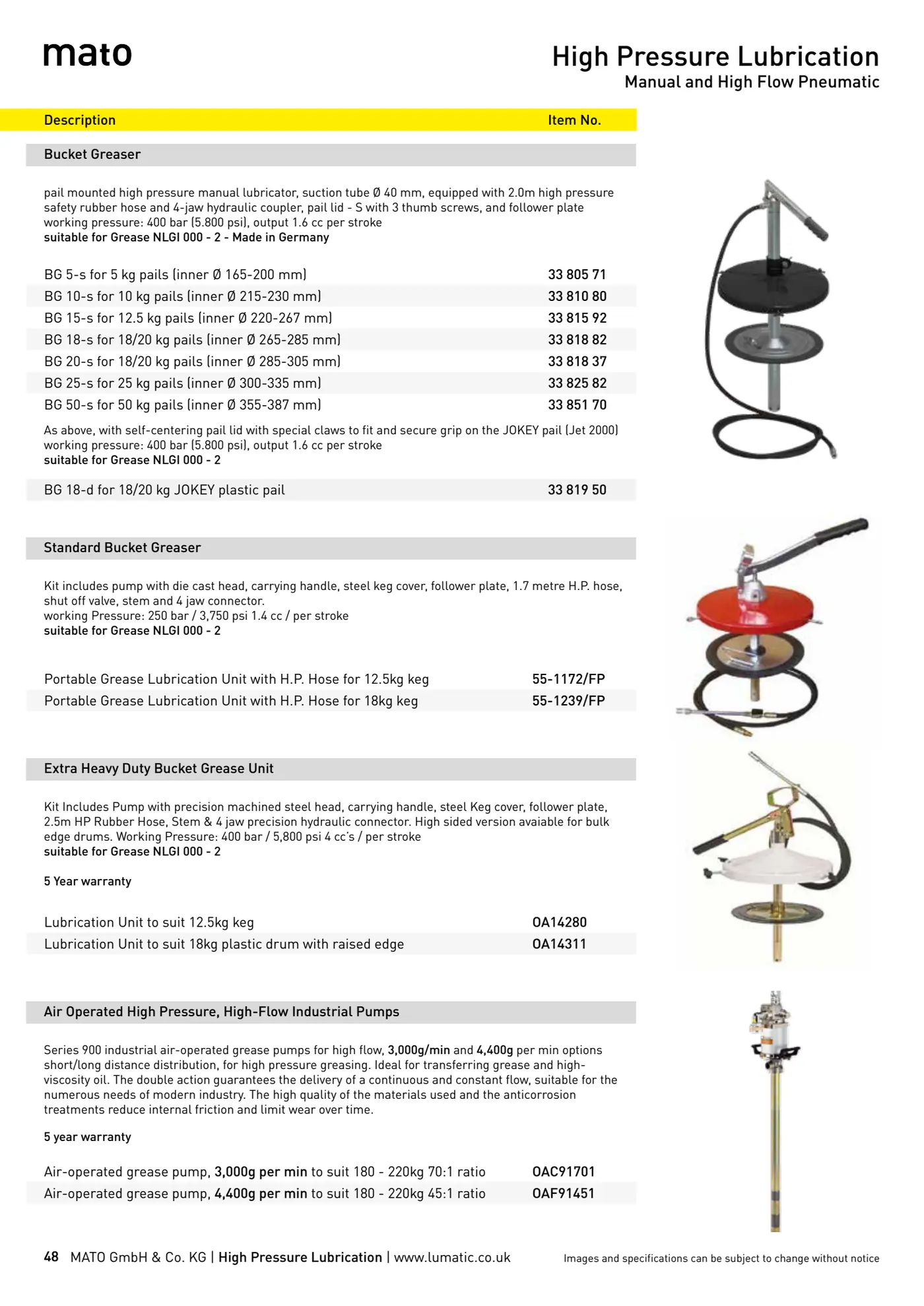 Catalogue page 48: High Pressure Lubrication