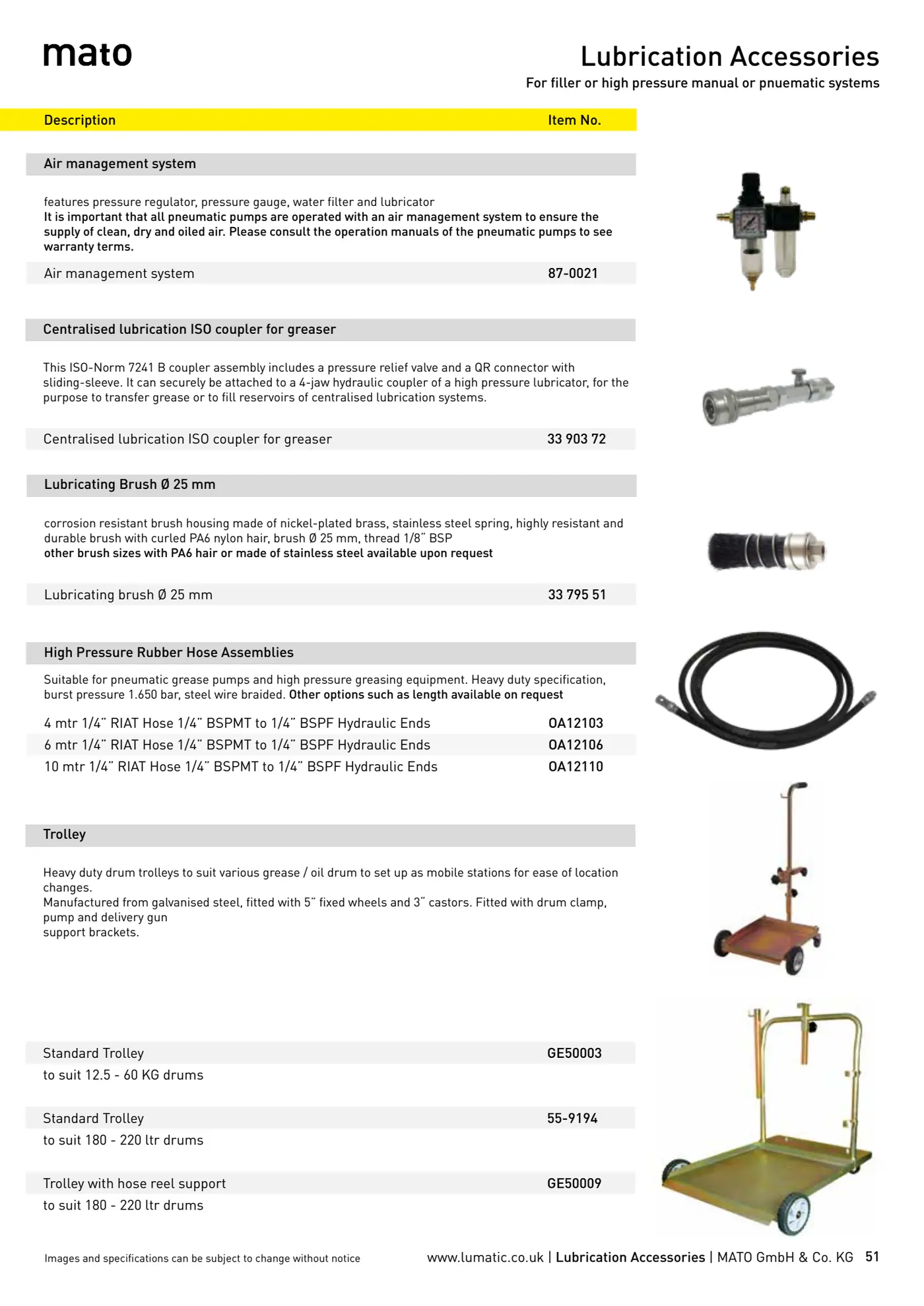Catalogue page 51: Lubrication Accessories