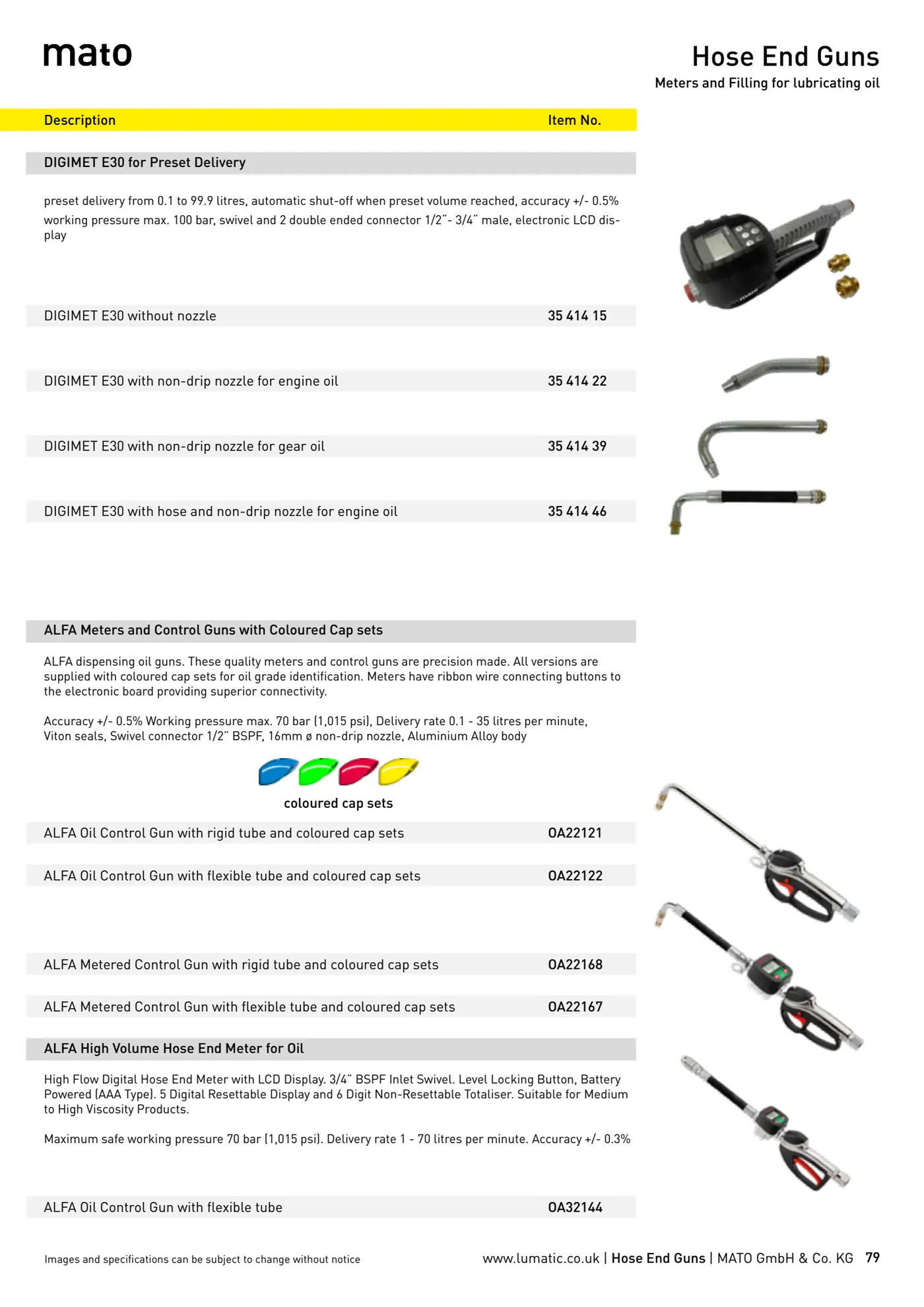 Catalogue page 79: Hose End Guns
