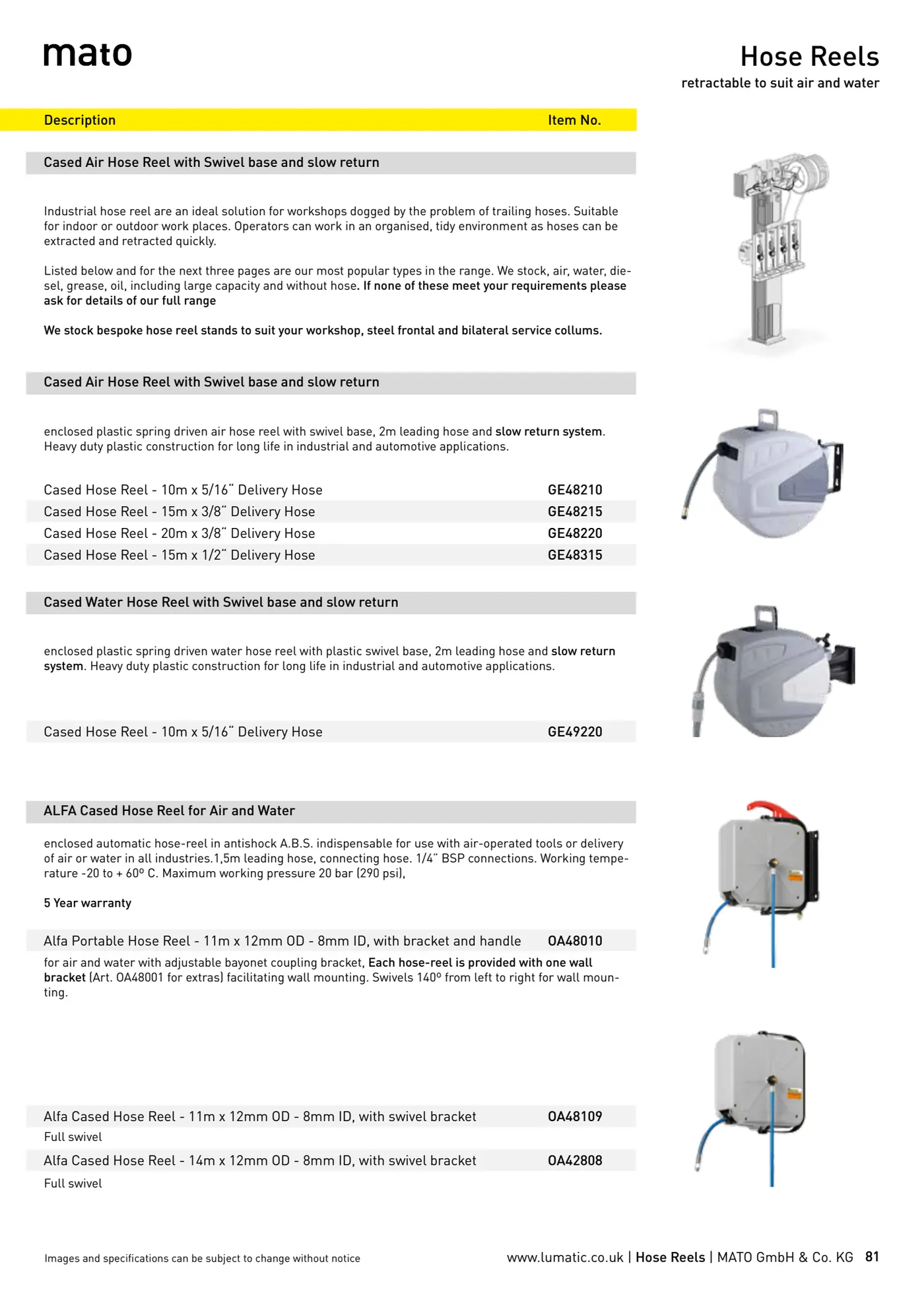 Catalogue page 81: Hose Reels