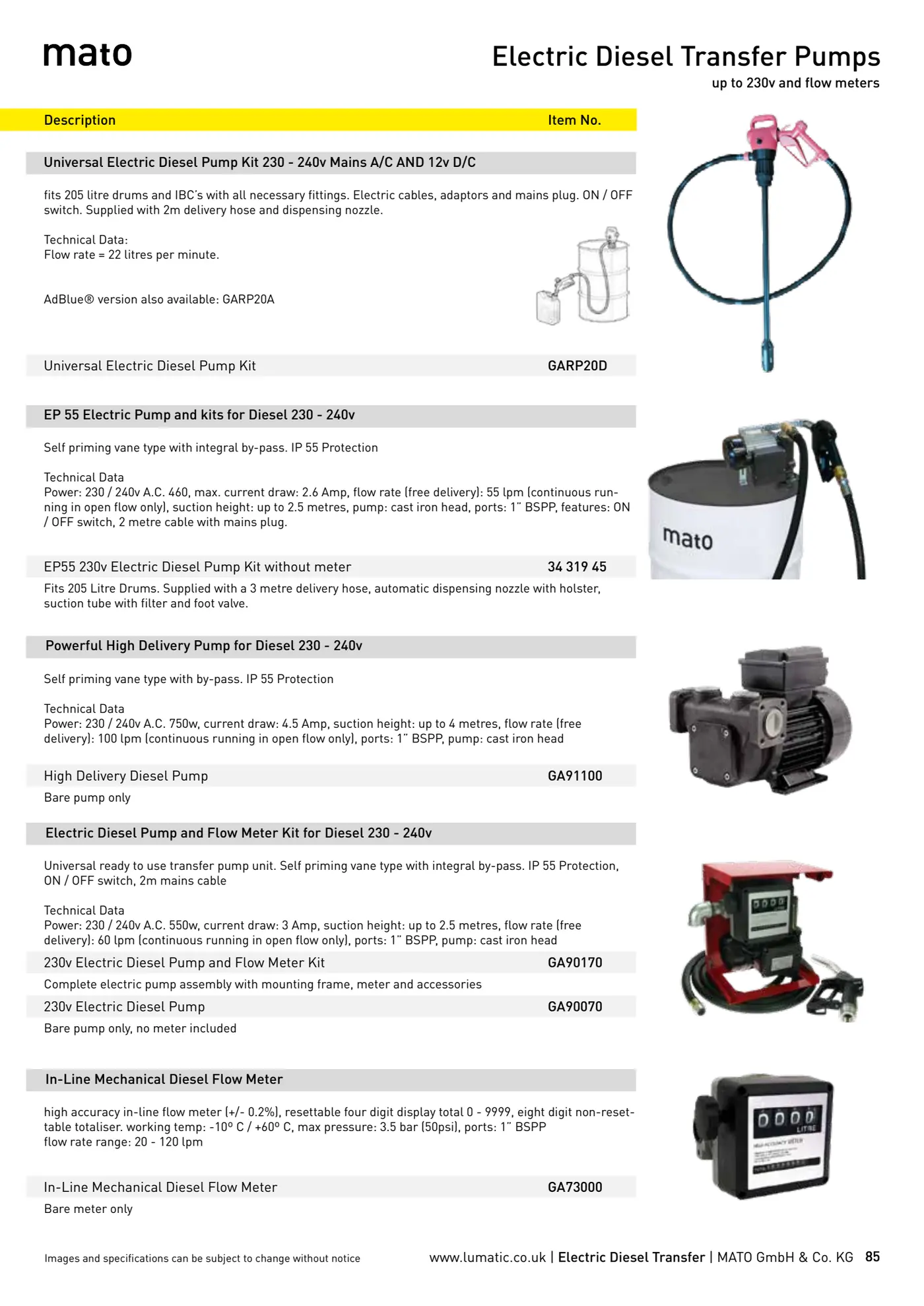 Catalogue page 85: Electric Diesel Transfer Pumps