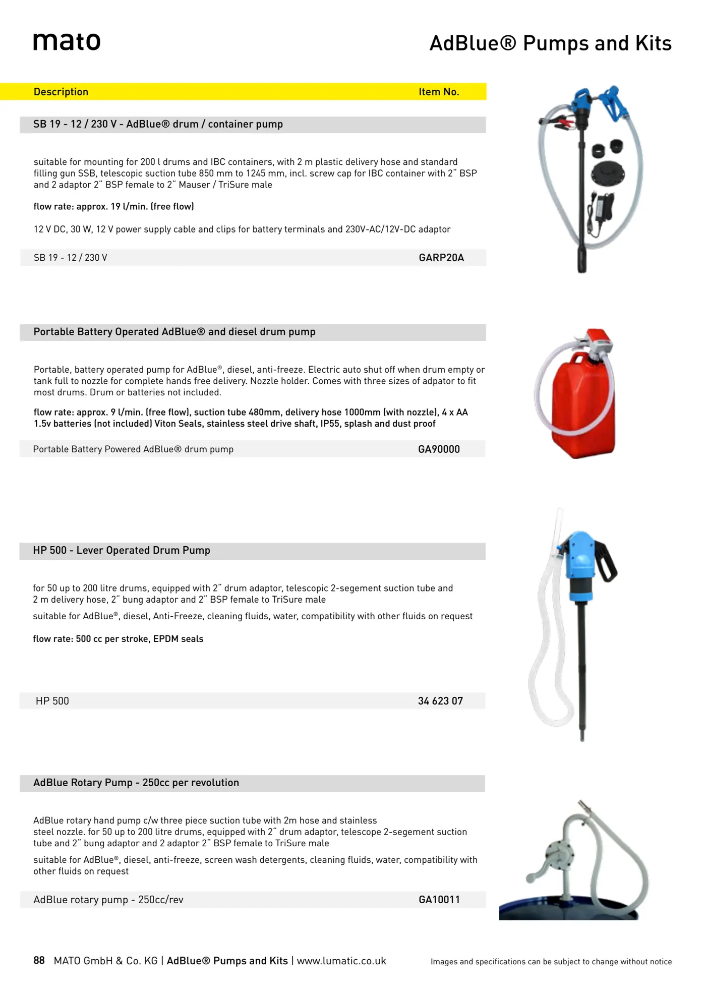 Catalogue page 88: AdBlue® Pumps and Kits