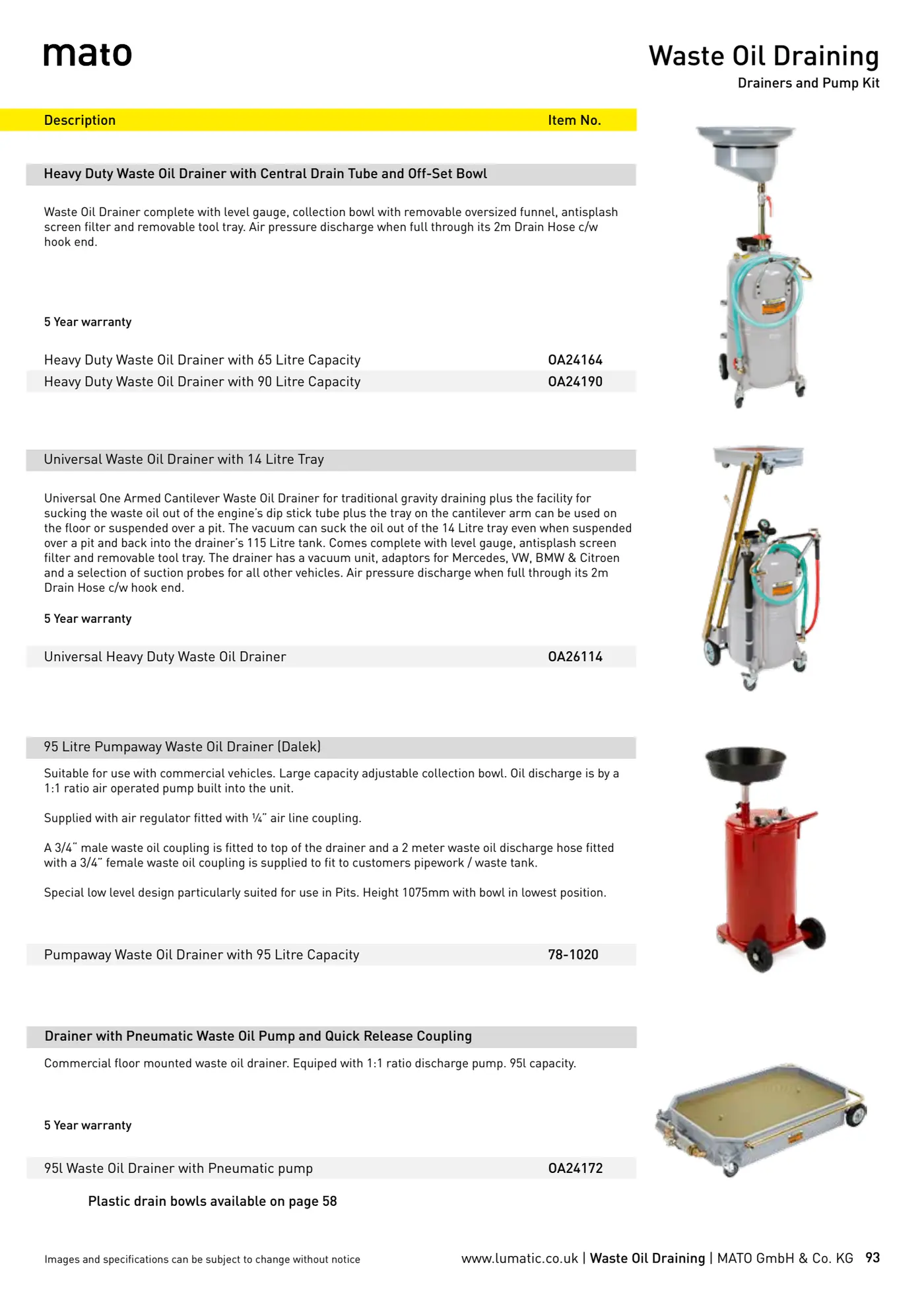 Catalogue page 93: Waste Oil Draining