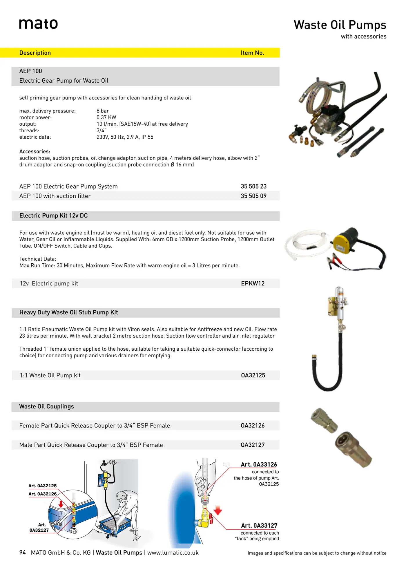 Catalogue page 94: Waste Oil Pumps